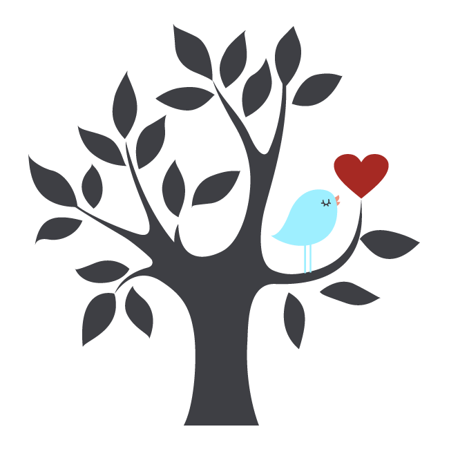 Καρδιά και πουλί σε υπέροχο συνδυασμό | Αυτοκόλλητο τοίχου , κοντινό