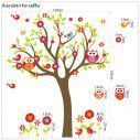 Kids wall stickers tree, owls, flowers and birds, Happy owls