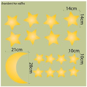 Kids wall Yellow stars and moon 2