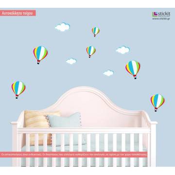 Kids wall stickers Hot air balloons and clouds