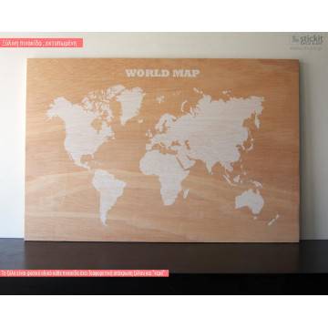 Ξύλινη εκτυπωμένη πινακίδα Παγκόσμιος χάρτης