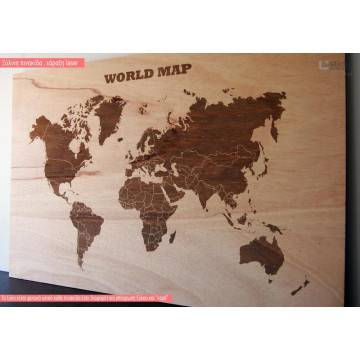 Wooden sign World map (art1) 2