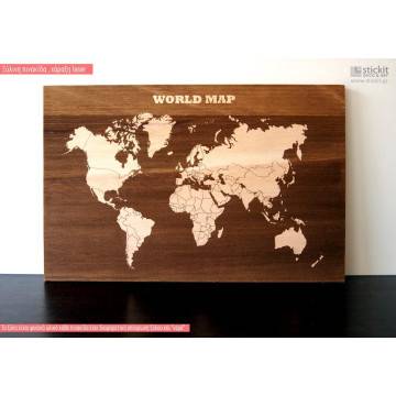 Ξύλινη πινακίδα Παγκόσμιος χάρτης ΙΙ