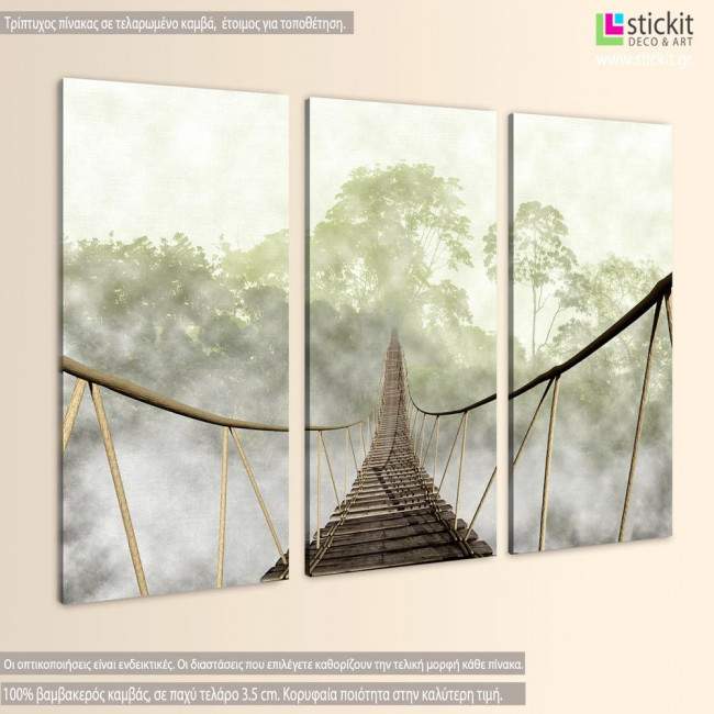 Canvas print Jungle bridge,  3 panels, side