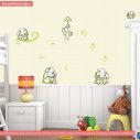 Kids wall stickers rabbits  apple green, small collection