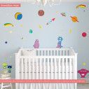 Kids wall stickers Cute aliens, spacecrafts, stars and planets