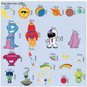Kids wall stickers Cute aliens, spacecrafts, stars and planets, large collection