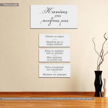 Canvas print Kitchen rules