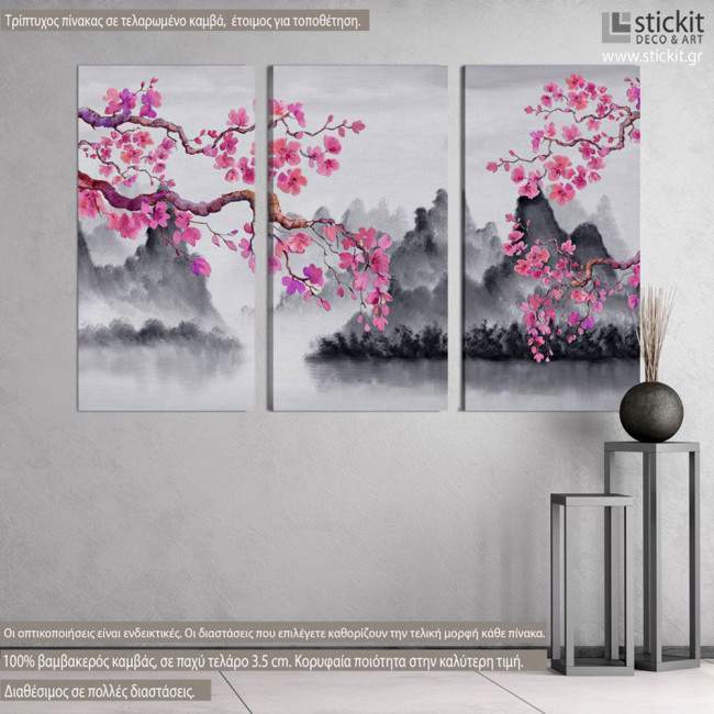 Canvas print Spring Japanese scenery,  3 panels
