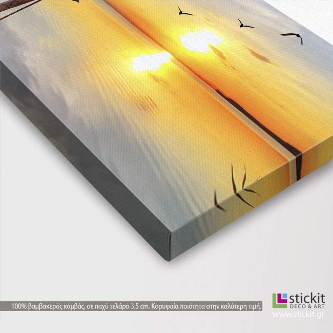 Canvas print Sunset @ dock, panoramic, detail