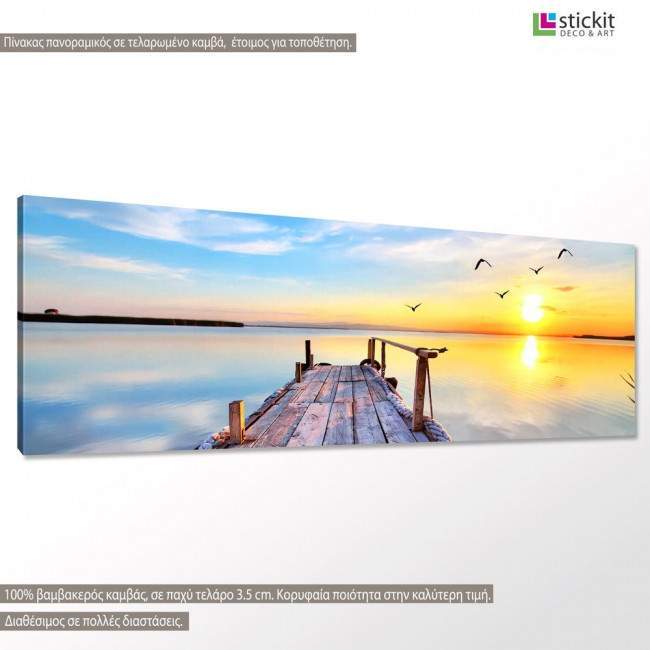 Canvas print Sunset @ dock, panoramic, side