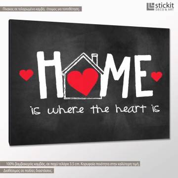 Πίνακας σε καμβά Home is where the heart is art3 Καμβάς τελαρωμένος Όψη 1 2