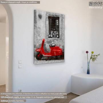 Πίνακας σε καμβά Βέσπα, Vespa scene red