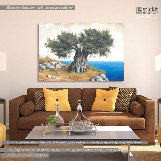 Canvas print Olive tree by the sea