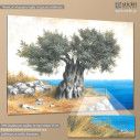Canvas print Olive tree by the sea, side