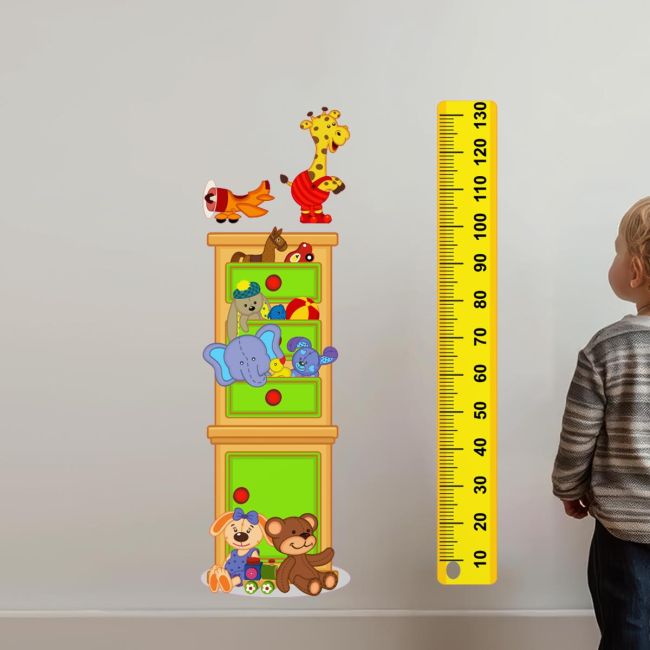 Wall stickers height measure Happy cabinet