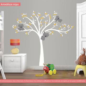 Kids wall stickers Cute Koala, white tree