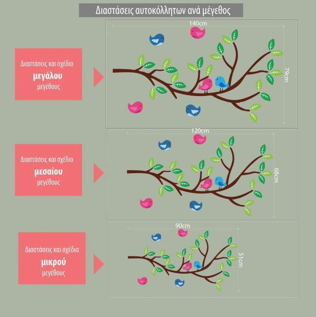 Wall stickers branch and birds, Birds corner