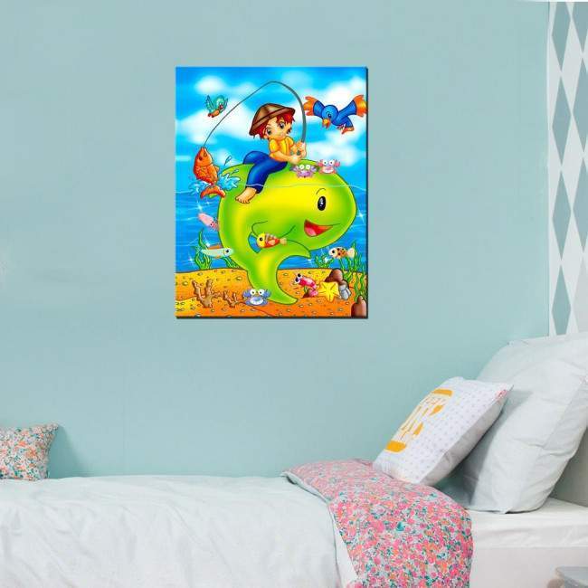 Kids canvas print The fishing boy