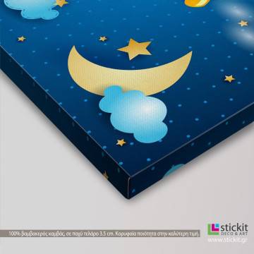 Πίνακας παιδικός σε καμβά Red airplane at night με όνομα 2