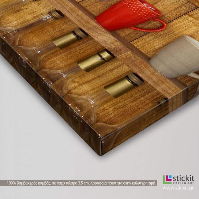 Coffee cup shelf, πίνακας σε καμβά, λεπτομέρεια