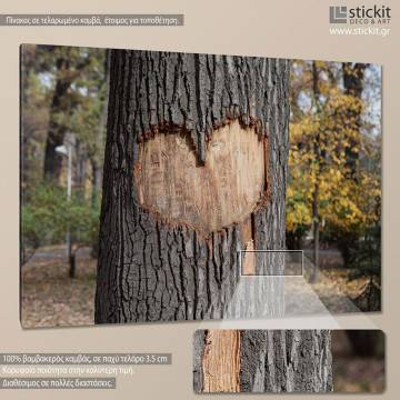 Canvas print heart , Carved heart