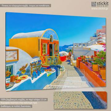 Canvas print Colorful street in Oia