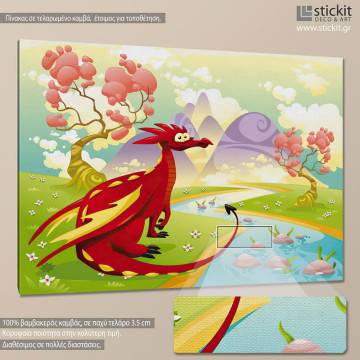 Kids canvas print Red dragon 2