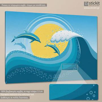 Canvas print Dolphins at sea