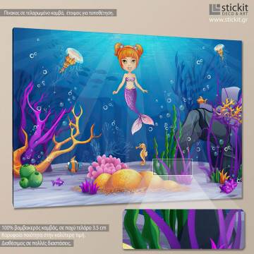 Kids canvas print Mermaid in the sea 2