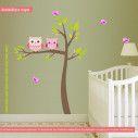 Kids wall stickers height measure, My owl friends