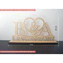 Wooden wedding sign with initials and date