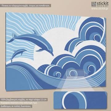 Πίνακας σε καμβά Δελφίνια, Dolphins in the sea