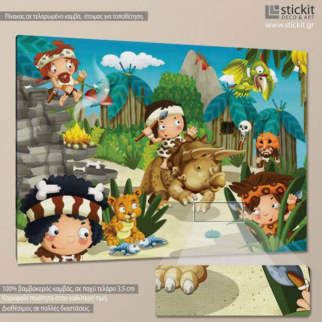 Kids canvas print Stoneage scene