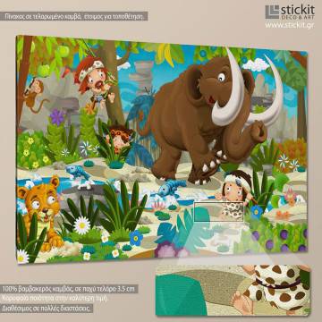 Kids canvas print Stoneage scene II 2