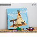 Kids canvas print Indian tent and totem