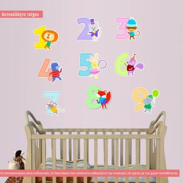 Wall stickers Numbers with animals