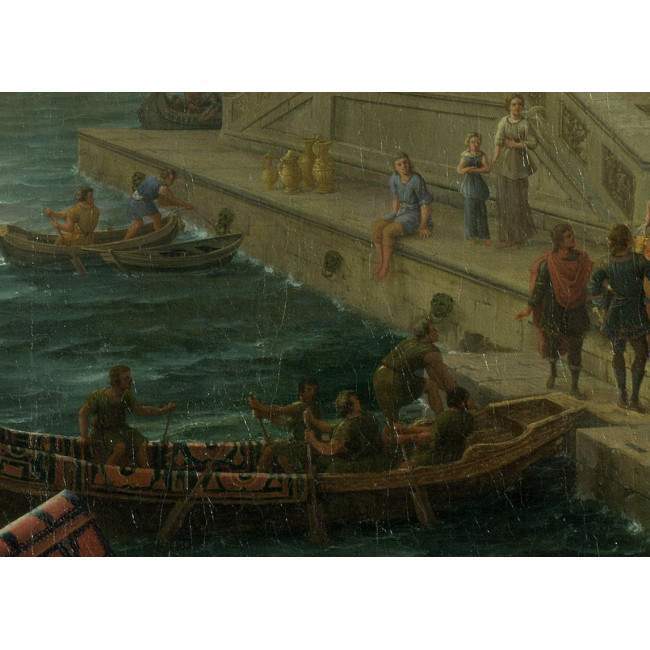 Canvas print The embarkation of the queen of Sheba, Claude Lorrain, side