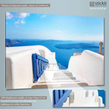Canvas print Open blue door Santorini 2