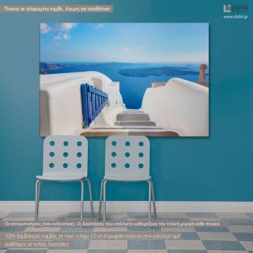 Canvas print Open blue door Santorini