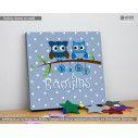 Kids canvas print My baby (blue owls)