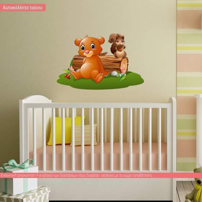 Kids wall stickers Bear and squirrel