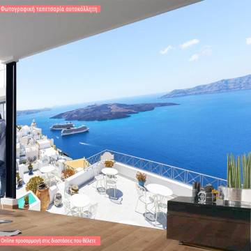 Wallpaper Santorini harbor view