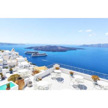 Wallpaper Santorini harbor view 2