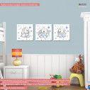 Kids canvas print Rabbits,  3 panels