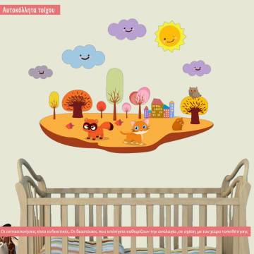 Kids wall stickers  Forest animals island