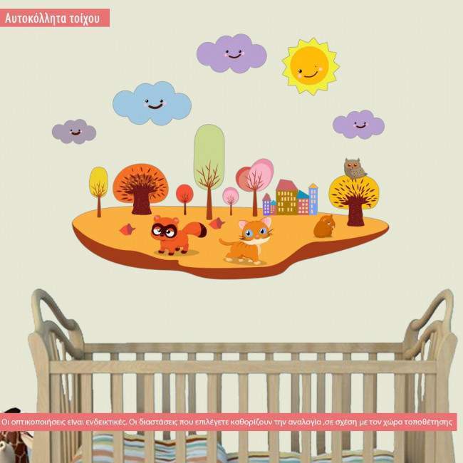 Kids wall stickers  Forest animals island