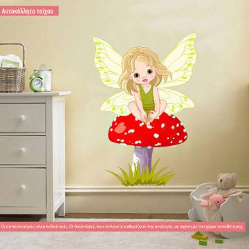 Αυτοκόλλητο τοίχου νεραϊδούλα και μανιτάρι, Baby Fairy