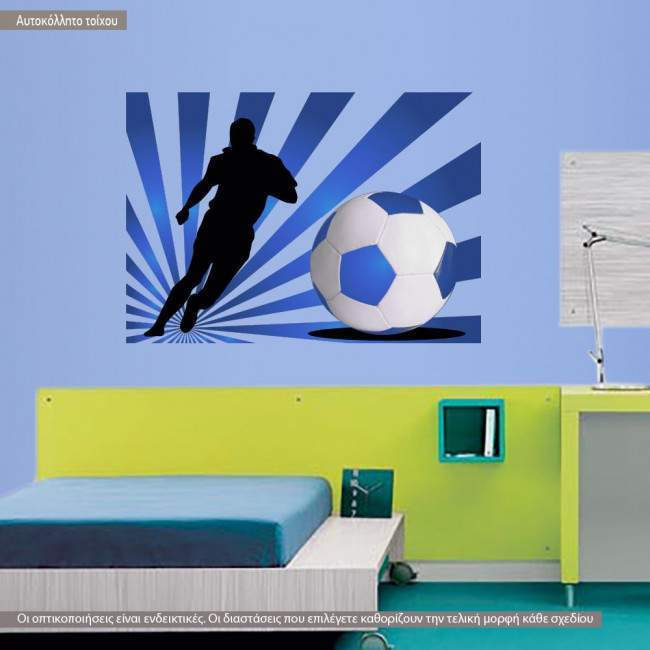 Αυτοκόλλητα τοίχου Ποδοσφαιριστής  με εντυπωσιακό μπλε φόντο  