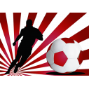 Ποδοσφαιριστής  με εντυπωσιακό φόντο κόκκινο, αυτοκόλλητο τοίχου  , κοντινό